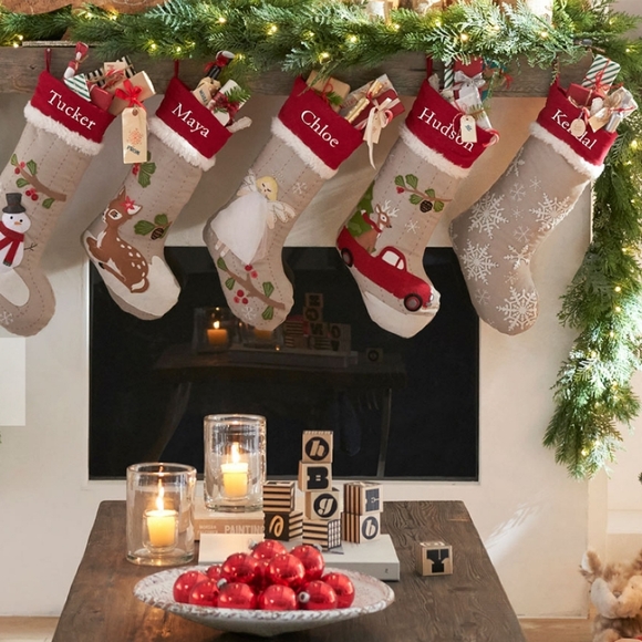 Pottery Barn Woodland Stocking Truck with Reindeer - Beckett - red & tan - Picture 3 of 14